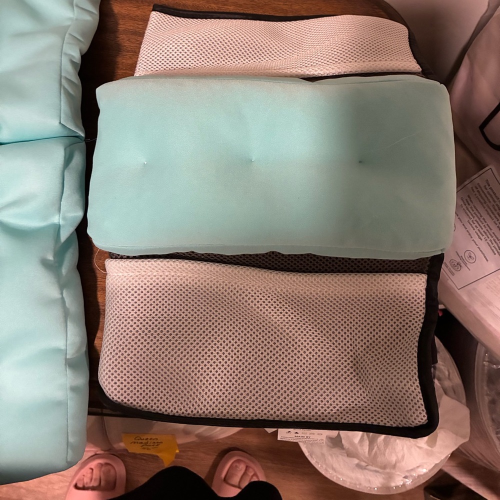 Aqua and White Cushions